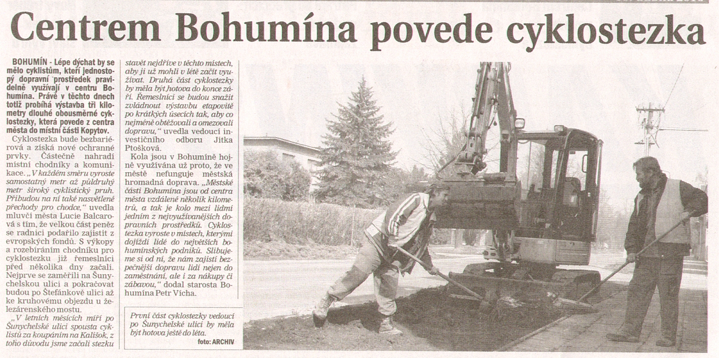Centrem Bohumna povede cyklostezka - Zvtit